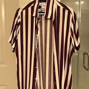 Men's Striped Shirts Casual Short Sleeve Button Down Shirts